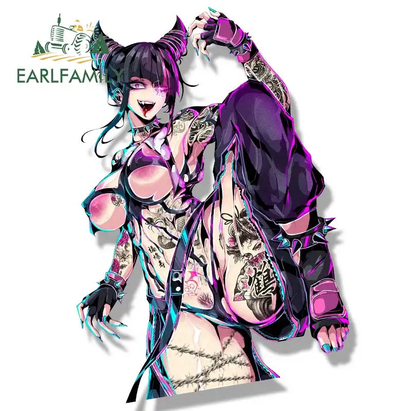 EARLFAMILY-pegatina de calle Punk Juri Han Fanart para coche, juego Arcade NSFW, calcomanía de Waifu, JDM, dibujos animados, Peek Girl, Graffiti