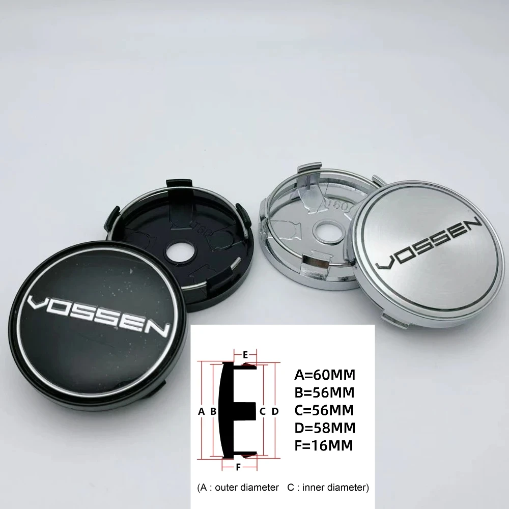 4 Uds 60MM 56MM logotipo VOSSEN emblema insignia tapas centrales de rueda de coche tapacubos de rueda llanta de coche cubierta antipolvo central reemplazar accesorios de coche