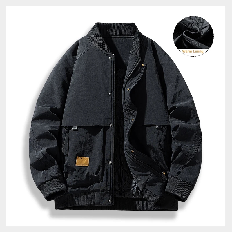 

Мужская зимняя хлопковая куртка в американском стиле, куртка-бомбер, утепленная теплая хлопковая куртка, куртка с бейсбольным воротником