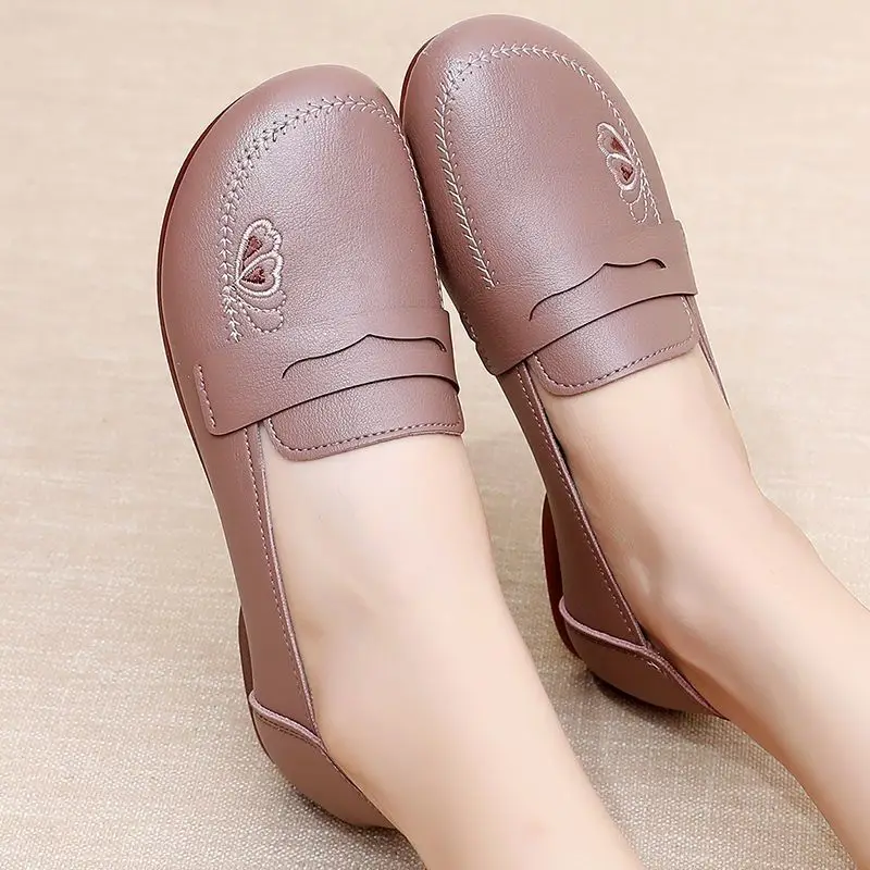 

Size 35-41 Comfort Women's Shoes 2024 New Butterfly Loafers Mom Cozy Autumn Sneakers Faux Leather Moccsins Soft Ballet Shoes