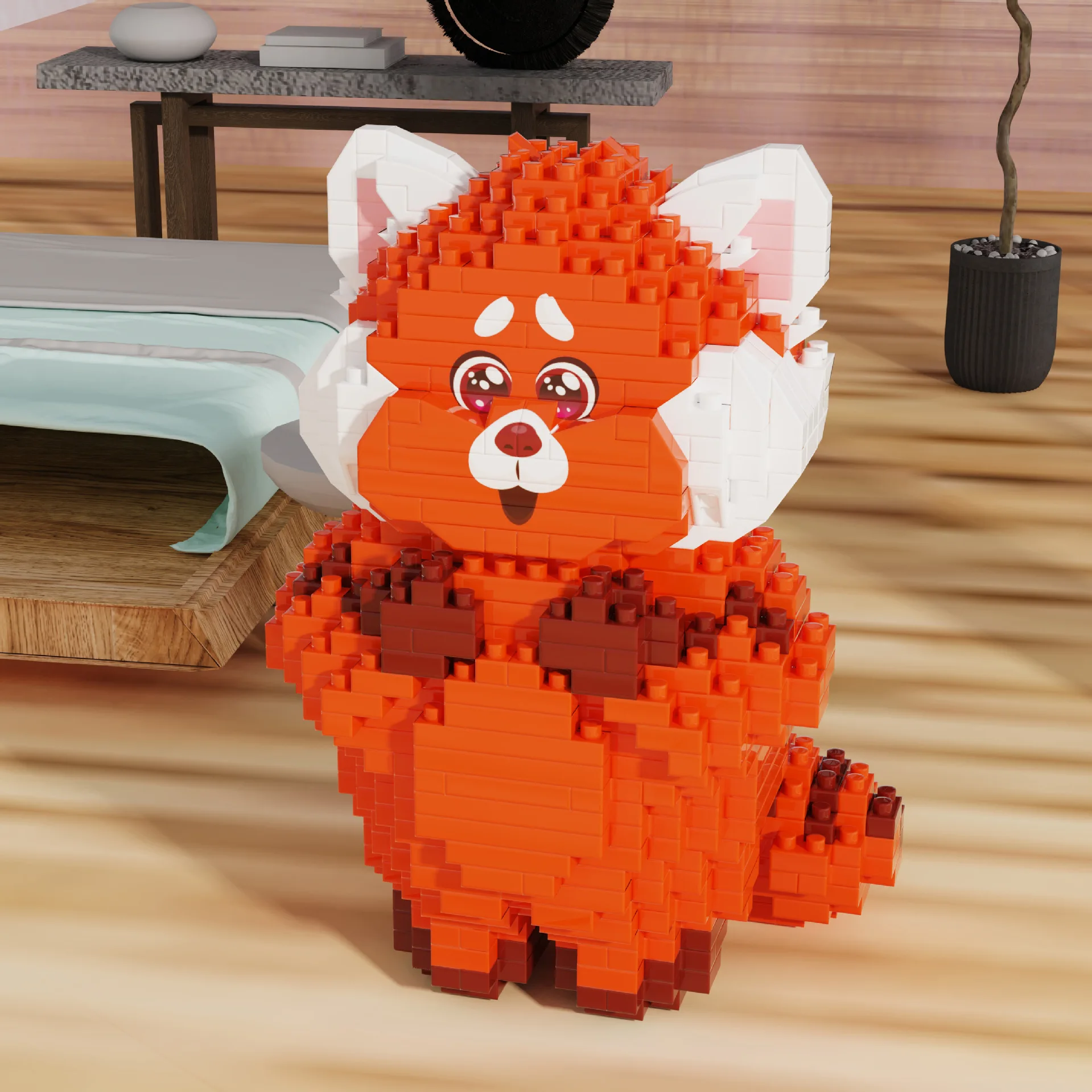 Cute Turning Red Panda Micro Building Blocks DIY Disney Mei Lesser Panda Model Diamond Brick Figures Kid Toys For Christmas Gift