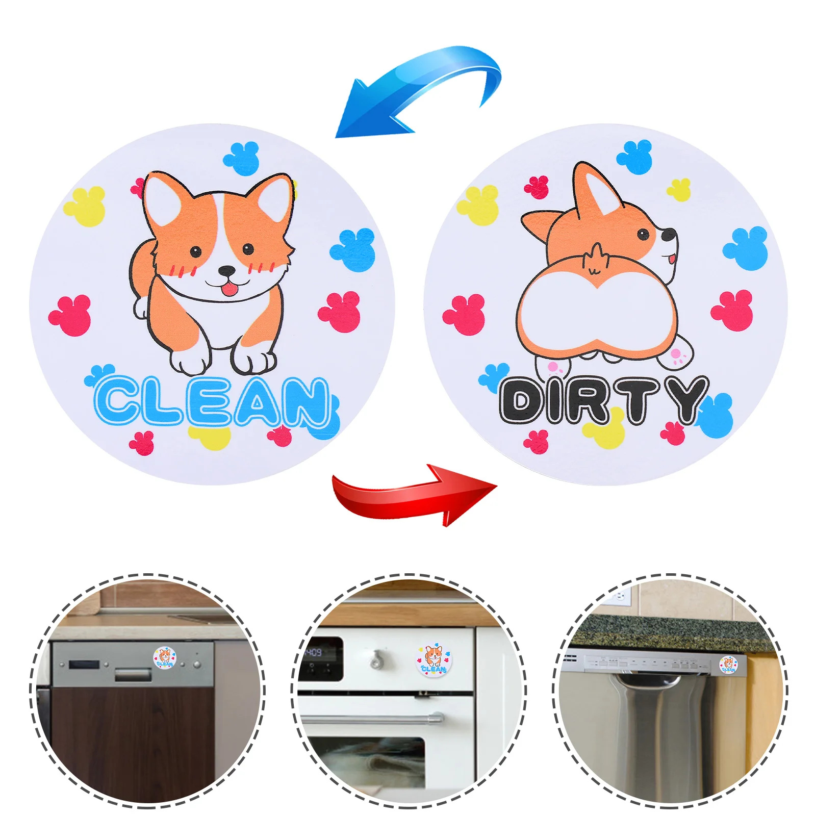 

Cleaning Logo Tile Magnetic Sign Label Double Sided Dishwasher Accessories Paper Indicator