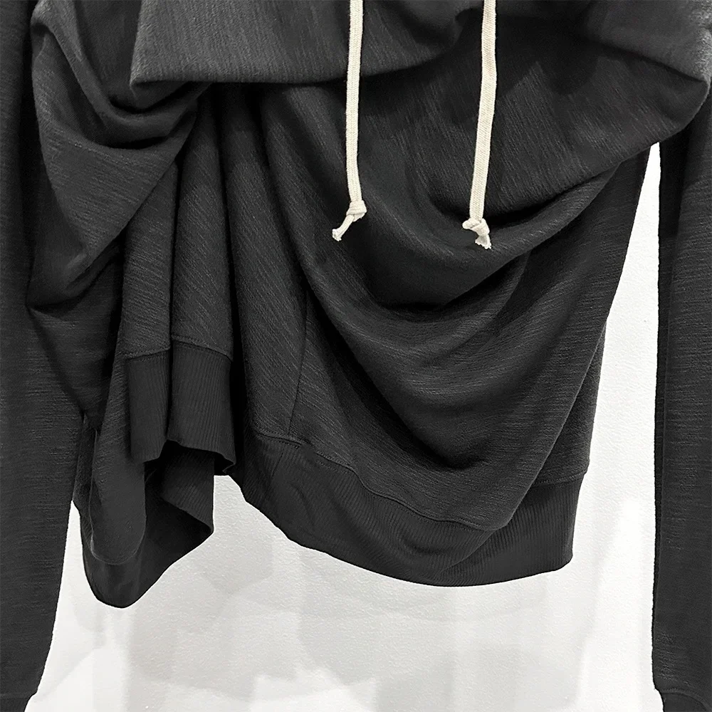 High Street Women's Dark RO Irregular Pullover Irregular Hooded Sweatshirt Knitted Streetwear Sweatshirt Hoodies Casual Top