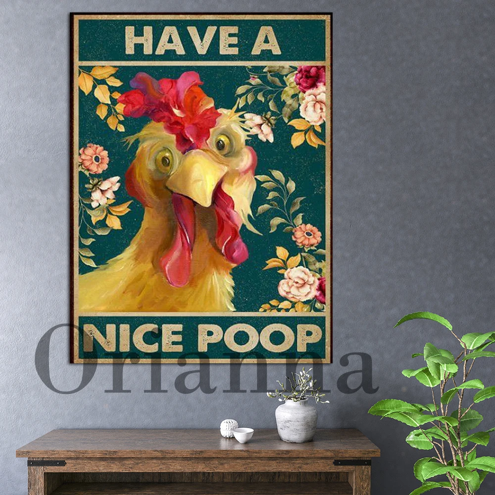 

Have A Nice Poop Funny Chicken Retro Wall Art Prints Posters Nordic Modern Home Living Room Toilet Bathroom Decor Painting Gift