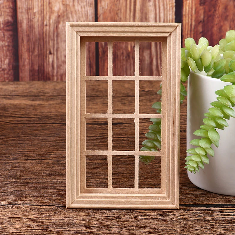 1 Juego de casa de muñecas en miniatura, 12 rejillas, ventanas cuadradas 1:12, modelo de puerta y ventana, casa de muñecas, accesorios de decoración de escena para el hogar, juguete