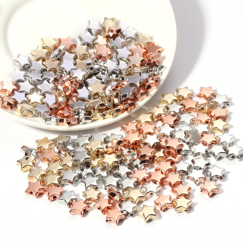 50-100pcs 6/10/12mm Star CCB Beads Gold Silver Color Loose Beads For Jewelry Making DIY Necklace Bracelet Earrings Accessories image 6