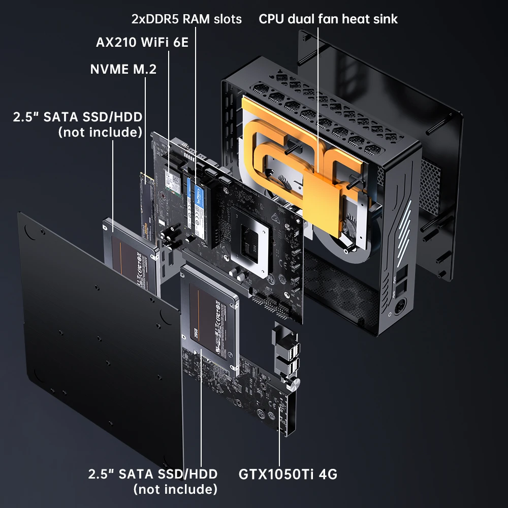 MSECORE MV9 Mini PC Intel Core 12a generazione i5/i7/i9 GTX 1050 Ti Dual DDR5 RAM M.2 NVMe SSD Uscita 4K WIN11 Computer desktop da ufficio