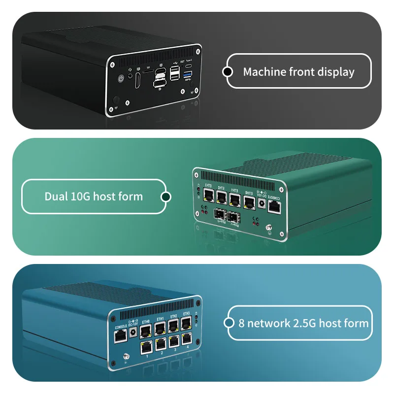 Imagem -06 - Servidor Proxmox Soft Router Firewall Appliance Mini pc 10th Gen 2x10g Sfp 4x Intel I226-v U300e i5 1240p 8x2.5g Lan x Sata