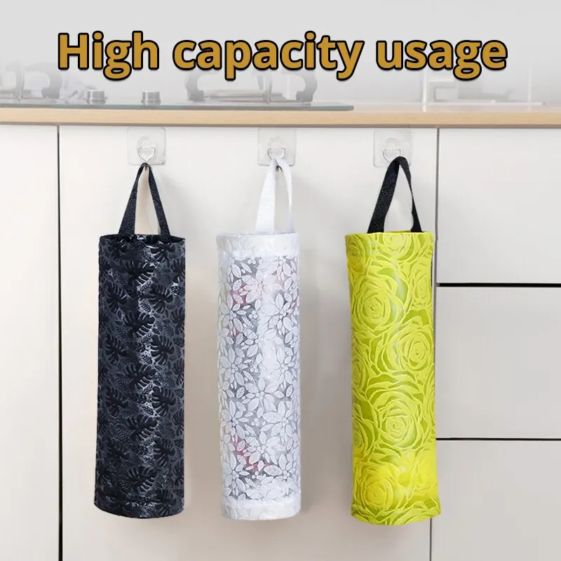 3Pcs Hanging Storage Dispensers Breathable Washable Hanging Mesh Garbage Bag Organizer for Kitchen Plastic Bag Storage