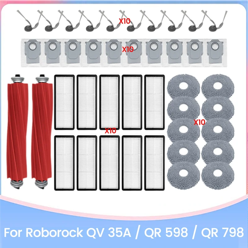 

Promotion!Vacuum Brush HEPA Filter Mop Cloth Dust Bag Replacement For Roborock QR 798 / QR 598 / QV 35A Accessories Kit