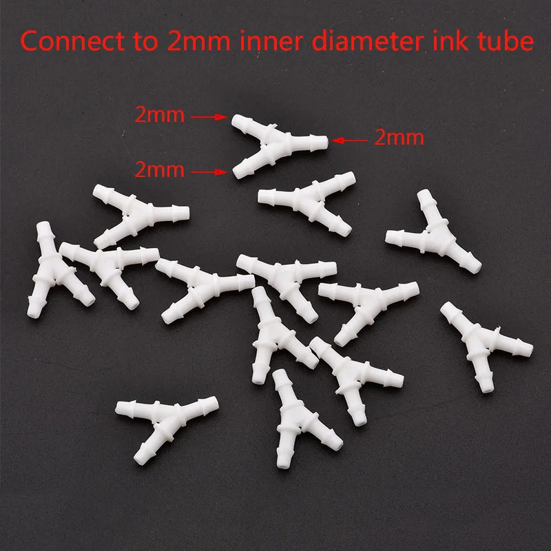 20pcs Eco solvent Y Shape Ink Tube Connector for Large format Y Ink Tube white Connector printer machine