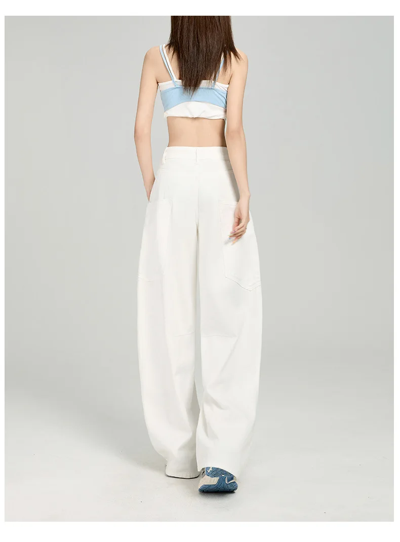 Thin American Retro Fashioned Scimitar Jeans, Ladies Spring and Summer New Loose Leisure. Sense of RelaxationFloor-length Jeans