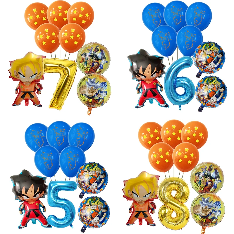 Dragon Ball Male Birthday Balloon Set Anime Goku Pattern Aluminum Foil Digital Balloon Suit Party Supplies Decor Birthday Gift