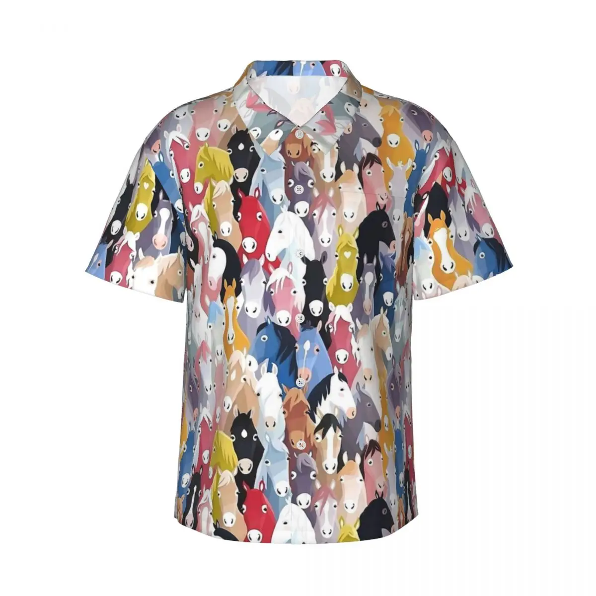 

Hawaiian Shirt Beach Funny Horse Blouses Cartoon Animal Vintage Casual Shirts Male Short Sleeve Streetwear Tops