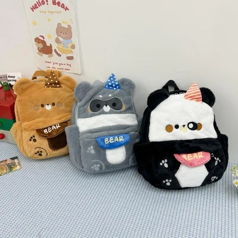 

Cartoon Bear Animal Plush Backpack Cute Stuffed Little Bear School Bag Large Capacity Knapsack Student Shoulders Bag Lovely Gift