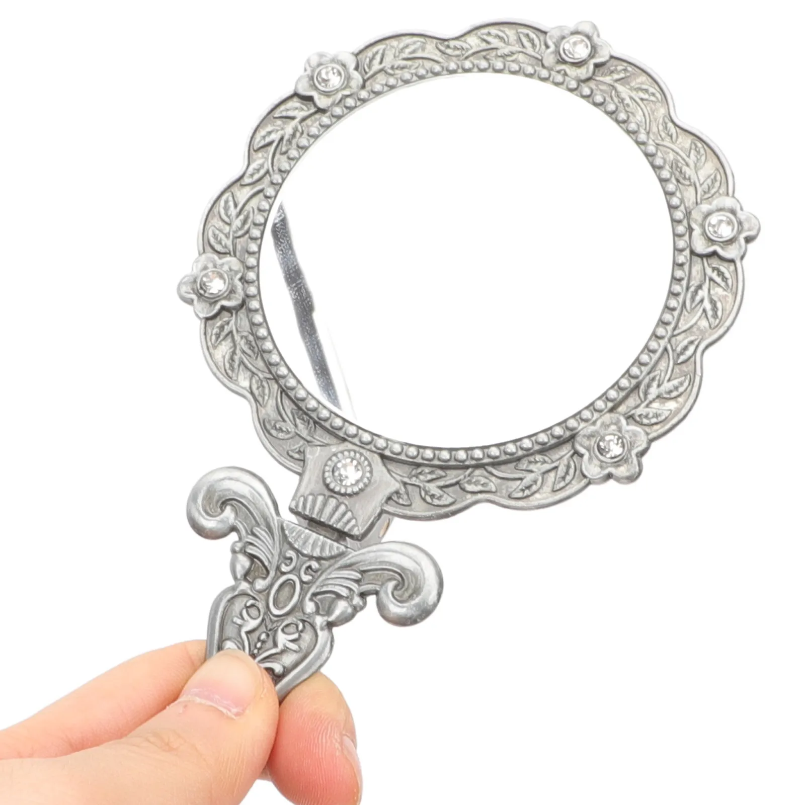 

Hand Mirror Vintage Handheld Stylish Folding Makeup Mirror Portable Clear Reflection for Women DIY Decor Travel