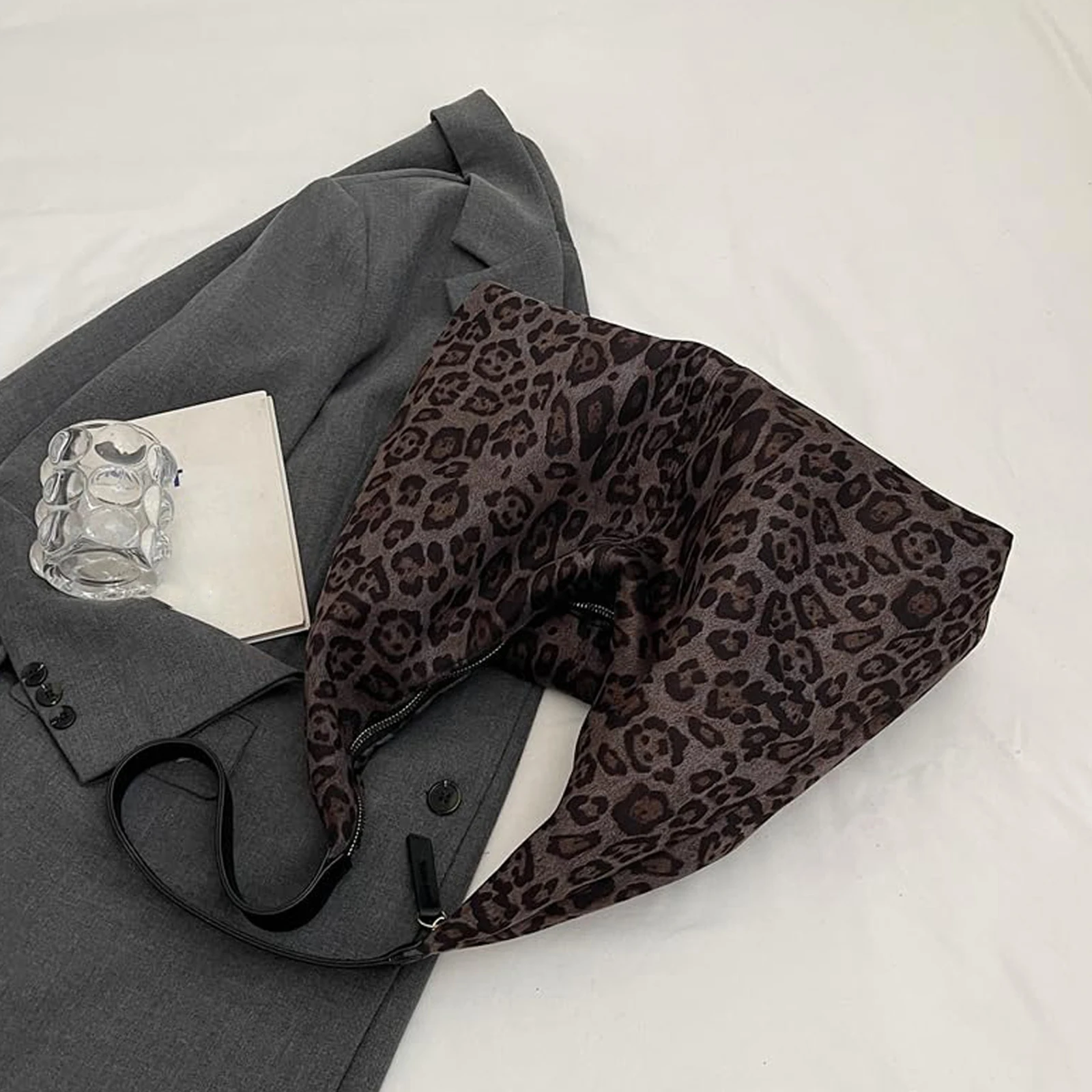 

Женская модная леопардовая большая сумка, классическая большая вместительная сумка-хобо, легкая сумка на плечо