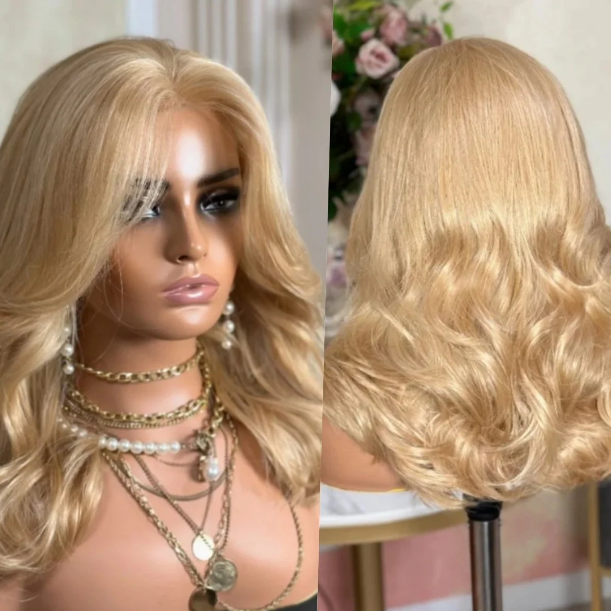 

Медово-русый цвет, объемная волна, кружевной передний синтетический парик, 20 дюймов, предварительно выщипанные, 13x4, прозрачные парики с кружевным верхом для женщин, вечерние б/у