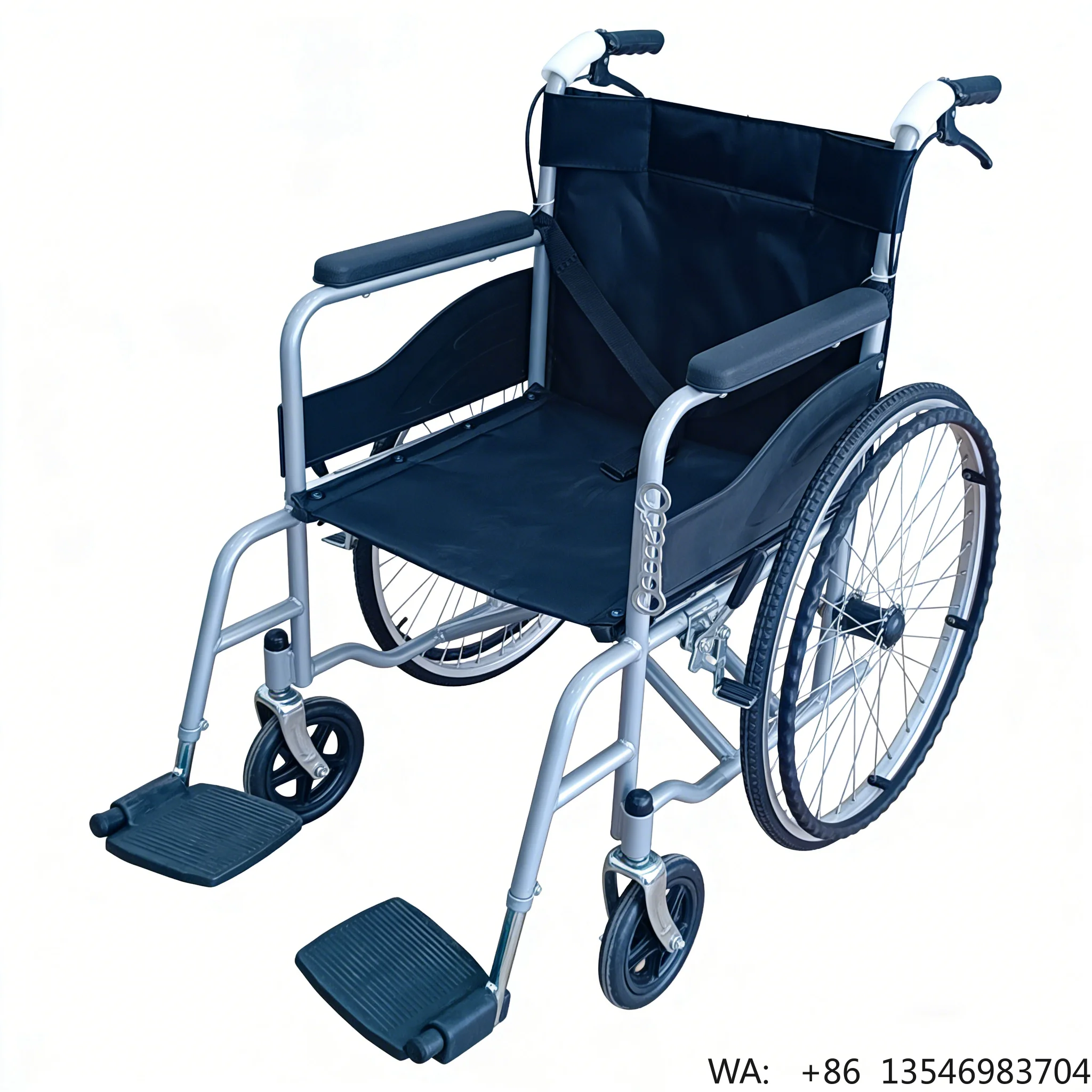 

Medical Used Manual Lightweight Foldable Wheelchair with Metal Frame and Leather Seat for Travel Detachable Mobility