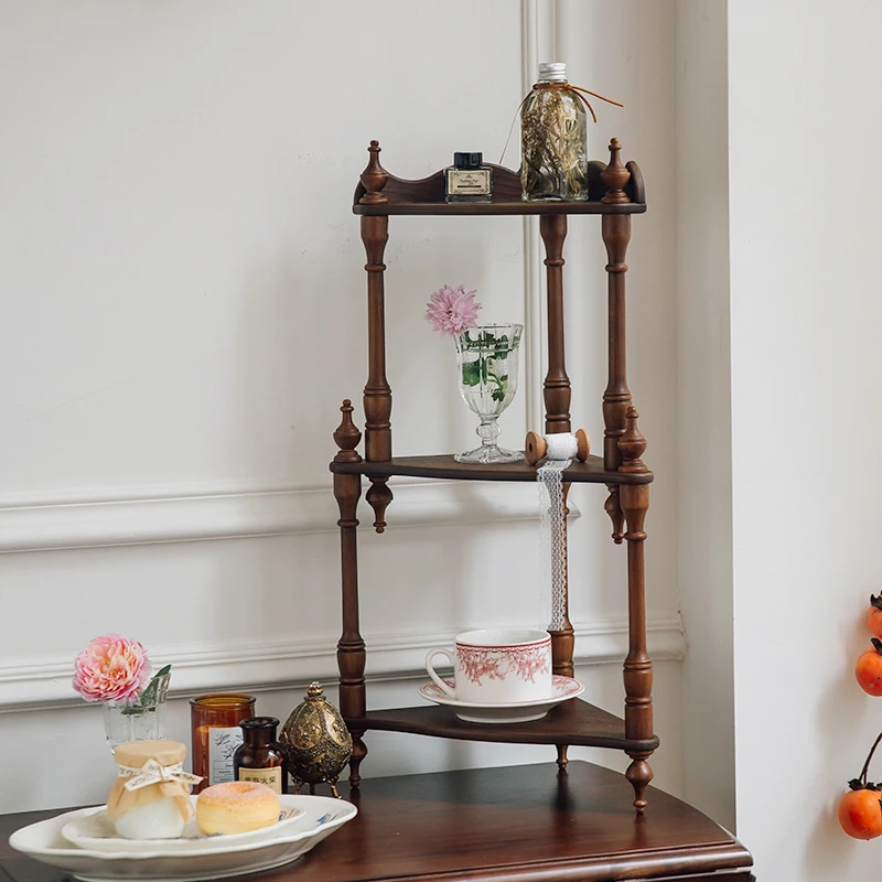 Rak Penyimpanan Rak Display Sudut Mainan Figur Multi-lapis Abad Pertengahan Retro Rak Display Dekoratif Dinding