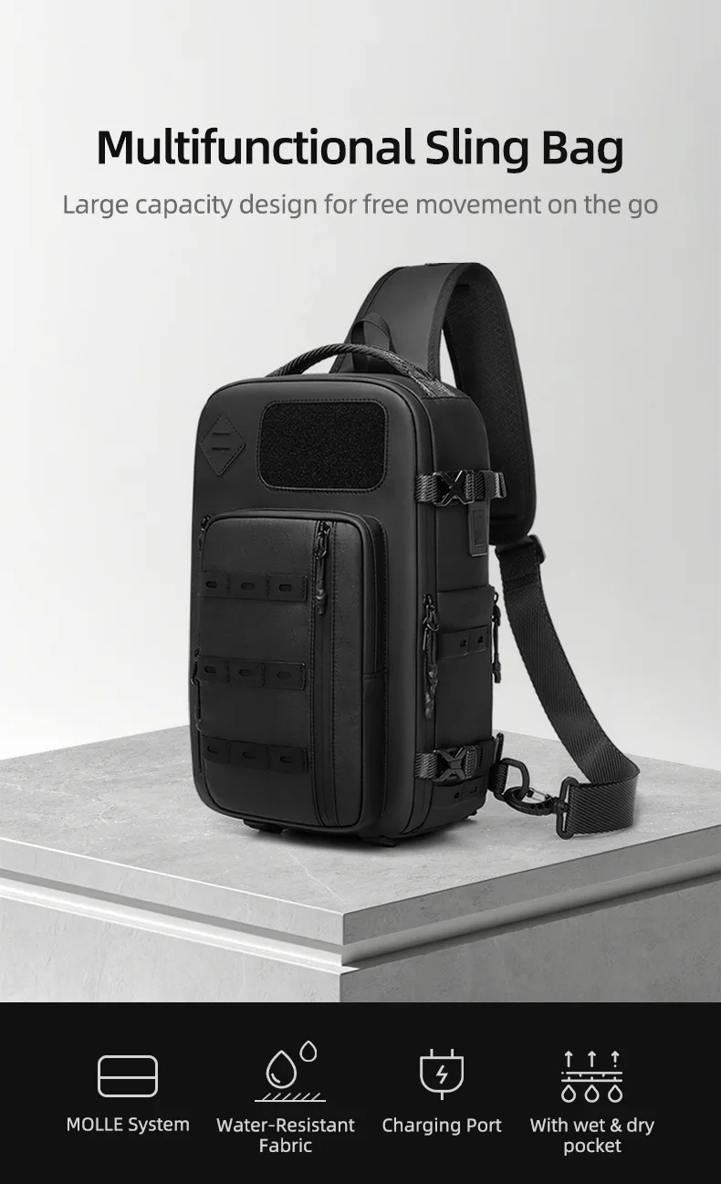 Cross Shoulder Bag Man Chest Bag Waterproof Tactical Waist Messenger Bag Zipper Fashion Outdoor