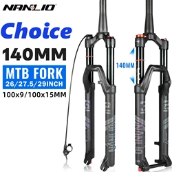 NANLIO X7 Bicycle Suspension Air Fork Rebound Adjustment 26/27.5/29Inch Straight/Tapered RL/LO MTB Bike Fork 120 140MM Travel