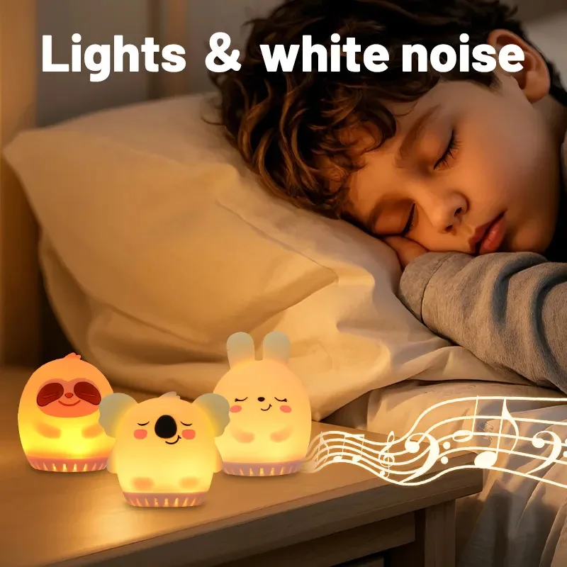 Mini Lamp Baby Soothing White Noise Machine with RGB Tap Light Night Light 20 Comfort Sounds Cute Rabbit Design for Infants