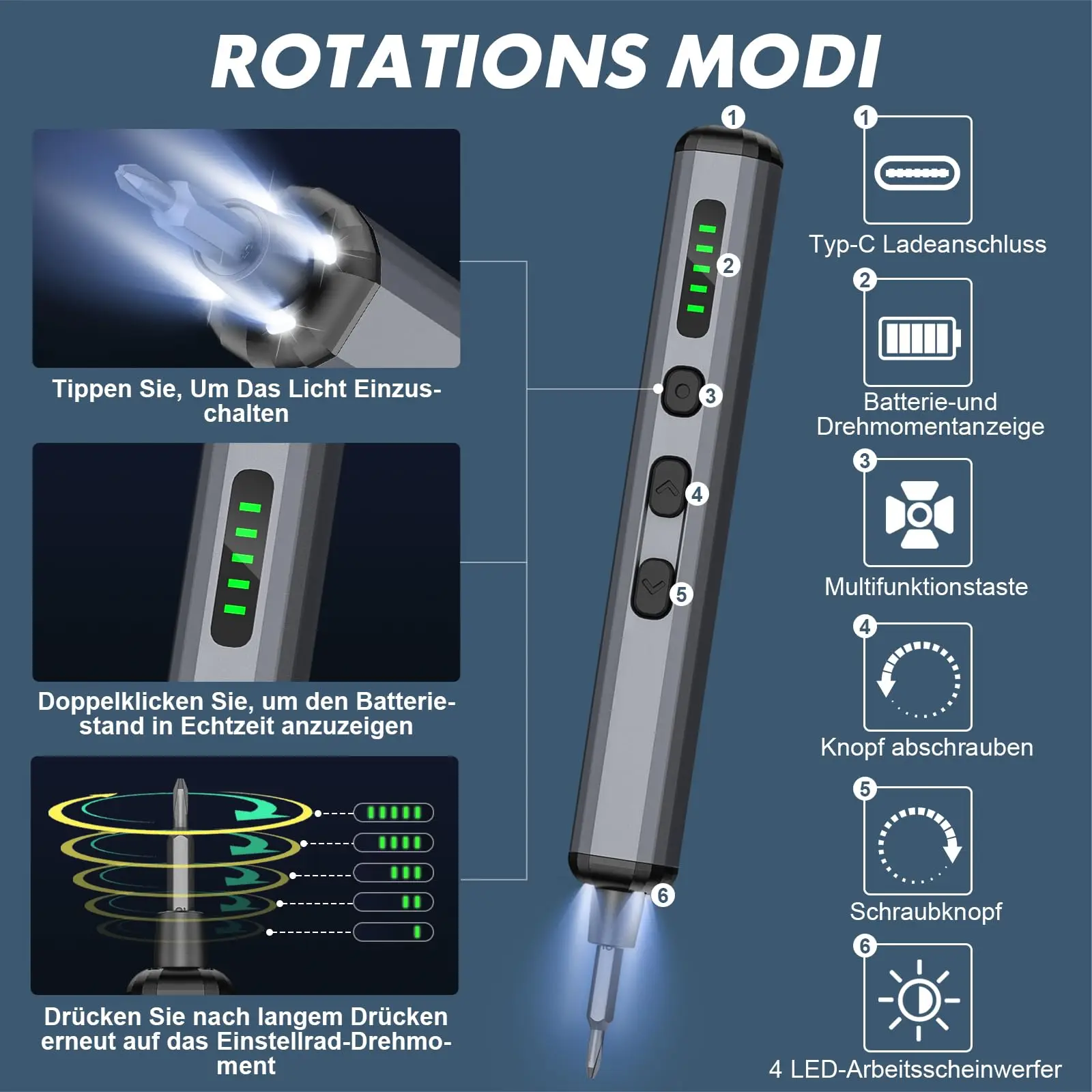 Precision Electric Screwdriver Set 68 in 1 Cordless 64 S2 Precision Drill Bits 5 Torque Settings LED Hand Repair Tool Kit