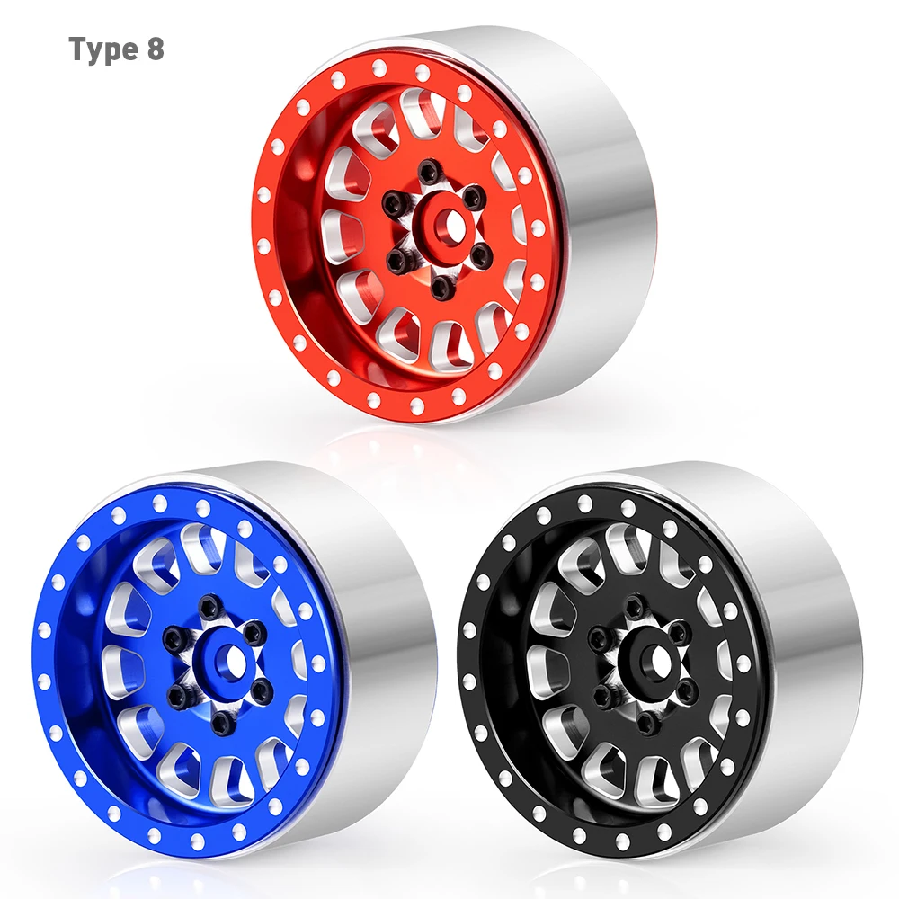AXSPEED 4Pcs 1.3 inch Beadlock Aluminum Alloy Wheel Rims Hubs for Axial SCX24 1/24 TRX-4M 1/18 RC Crawler Car Upgrade Parts