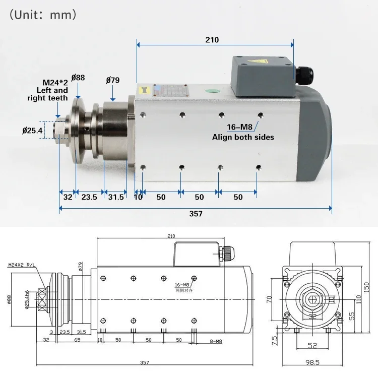 Numerical control Wood clip saw blade motor for router 2.2kw air-cooled cutting Sawing spindle motor