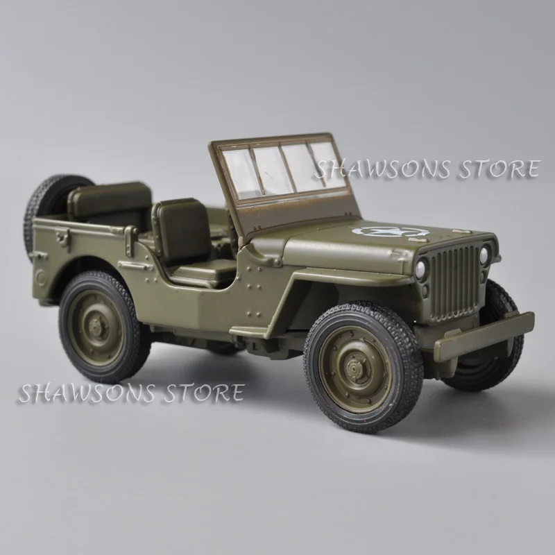 1:36 Scale Diecast Model Car Toy Military Tactical Vehicle Willys MB Pull Back Miniature Replica