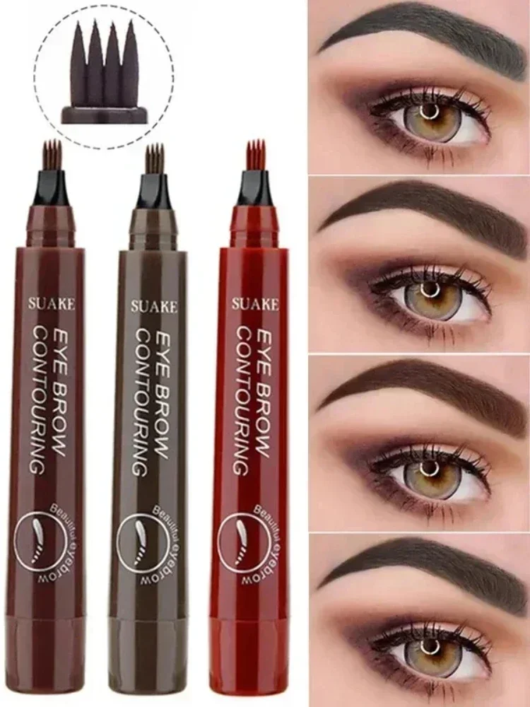 5 colori Waterproof 4 Fork Tip matita per tatuaggi per sopracciglia penna per sopracciglia liquida marrone a lunga durata cosmetici per gli occhi trucco di bellezza per le donne