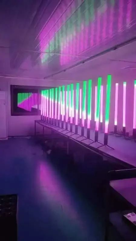 360 Outdoor Wireless Battery Vertical DMX APP LED Pixel Bar Tube Strip Light Mixed Color 8pcs IP65 Rating with Case for Events