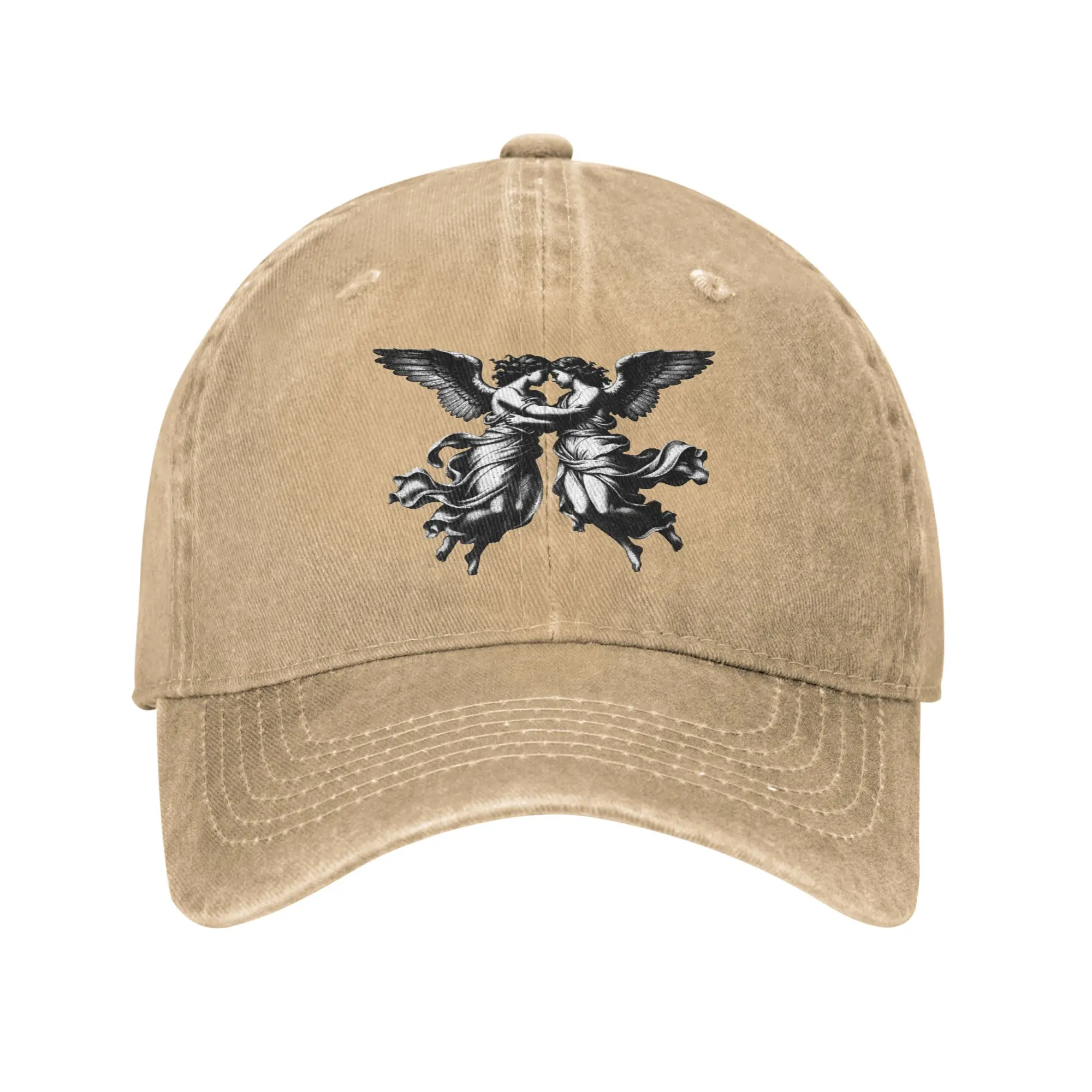 Pure Color Dad Hats Two Embracing Angels Vintage Engraving Black White Art Women's Hat Sun Visor Baseball Caps  Peaked Cap