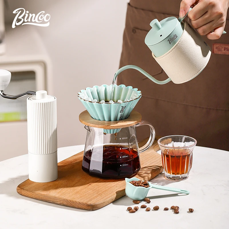 Bincoo hand brewed coffee pot set, filter cup, ceramic drip filter sharing pot set, coffee filter cup utensil, grinder