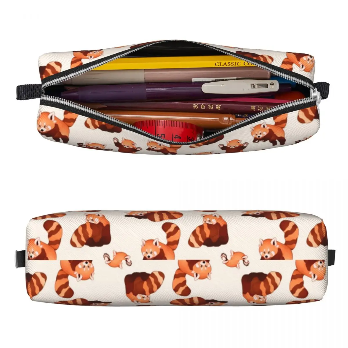 Creative Red Panda Pattern Pencil Cases Animal Pencilcases Pen Box for Student Large Storage Bag School Zipper Stationery