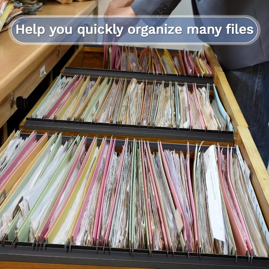 4 Pieces Hanging File Rails PVC Black File Rails Hanging System Keeping Your Folders Neat and Organized 1 2 Ih Drawer Sides 15.