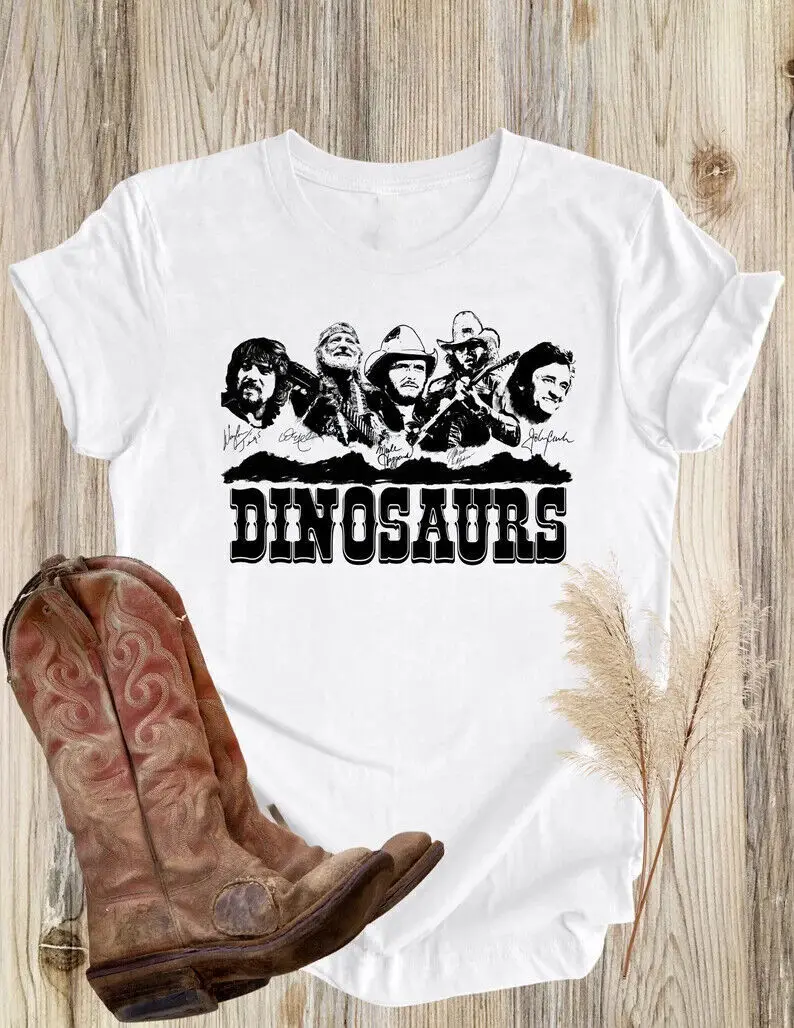 Johnny Cash, Dinosaurs Tshirt, Country Music Shirt Gift for men women unisex tee