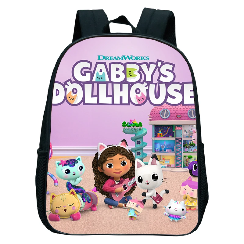 Borsa per l'asilo per bambini zaini per casa delle bambole di Gabby borsa da scuola impermeabile per cartoni animati per ragazzi e ragazze simpatiche borse per libri Anime Mochila