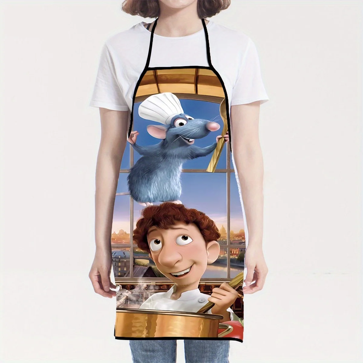 1 sztuka fartucha kuchennego z filmu Ratatouille z Remy i Linguini, idealny do rękodzieła, pieczenia, malowania, pracy w kuchni i sprzątania domu, akcesoria kuchenne