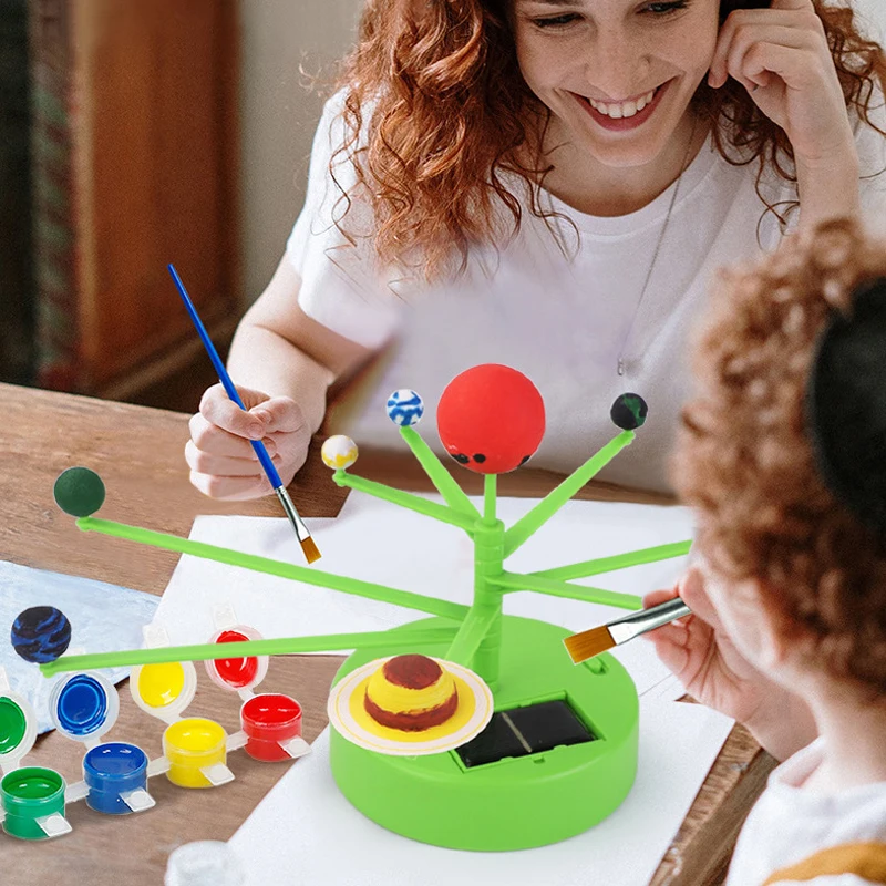 Electric Solar System Kids Toy STEM Technology Gadget DIY Painting Planets Model Science Toys Educational Toys For Children