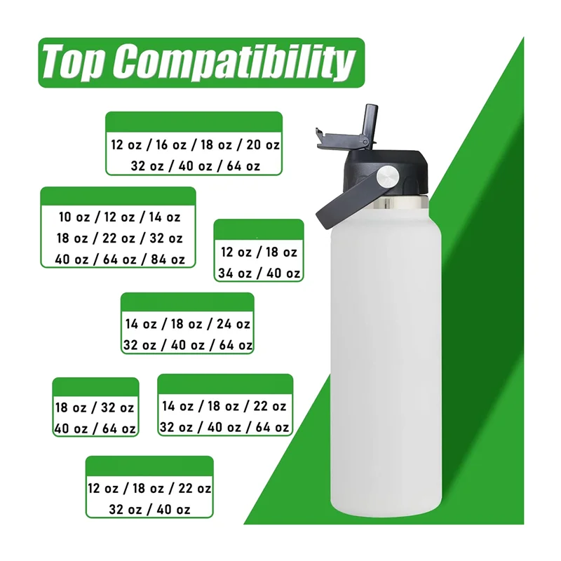 

B72A Flexible Handle Replacement Lid Straws Fit For Hydro Flask Wide Mouth Top Cap 32 40 Oz