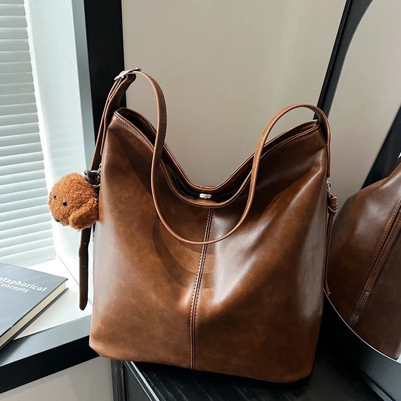 

‌2025 New Korean Style Wide Strap Tote Bag Crossbody Purse, Vintage Inspired Designer Bag Trendy & Practical Daily Commute Bag