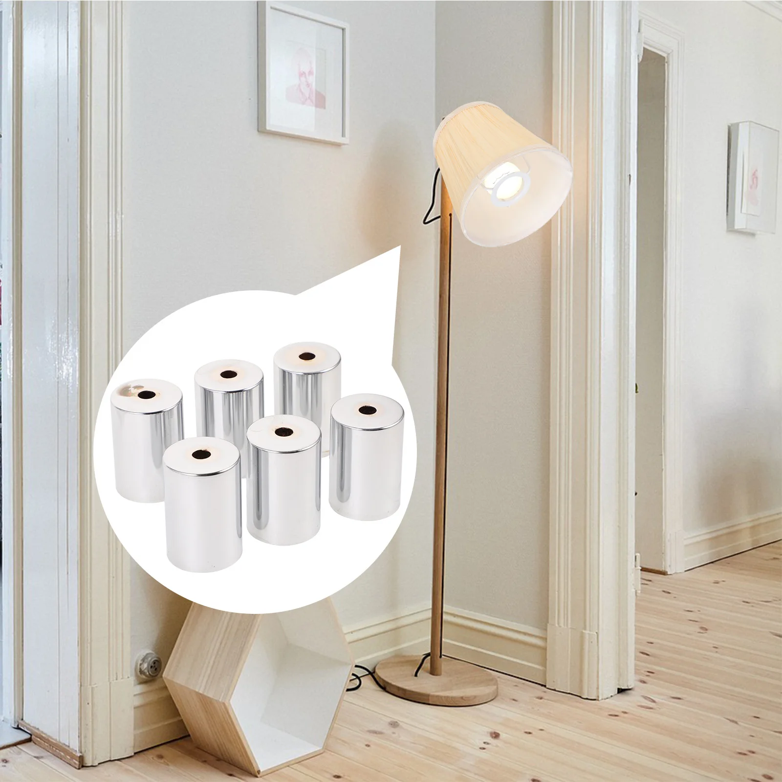 

6Pcs Metal Lamp Finial Replacement Bright Finish Modern Finials for Lamps DIY Lampshade Finial E27 Compatible with Pendant and