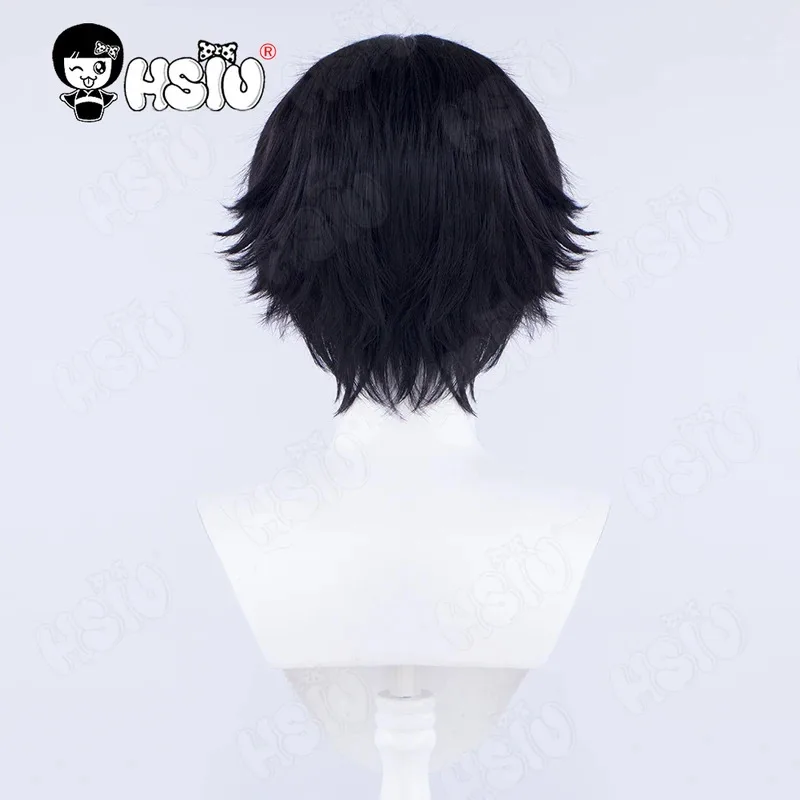 ISO 코스프레 가발 게임 VALORANT 코스프레 가발 HSIU 30cm 검은색 짧은 머리 합성 가발 + 가발 모자 valorant iso 코스프레 가발