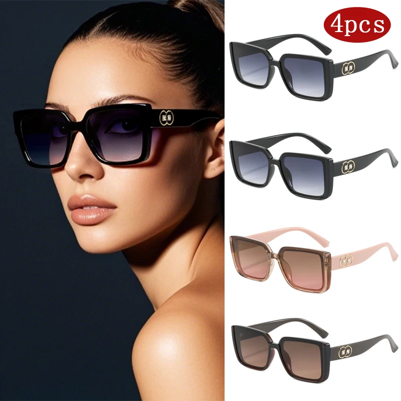

Cycling 1/4pcs Fashion Gradient Square Sunglasses Women Large Frame UV Resistant Glasses Circular Decoration Leg Eyeglasses