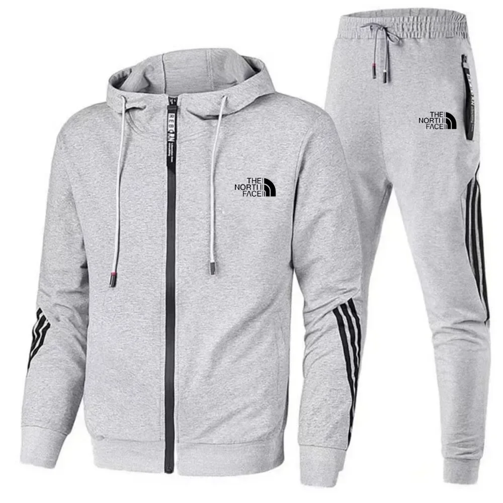 

Spring and Autumn Sweatshirt and Sportswear Men's Set, Two-piece Sportswear, Casual Sports Jacket + Long Pants Sportswear Set