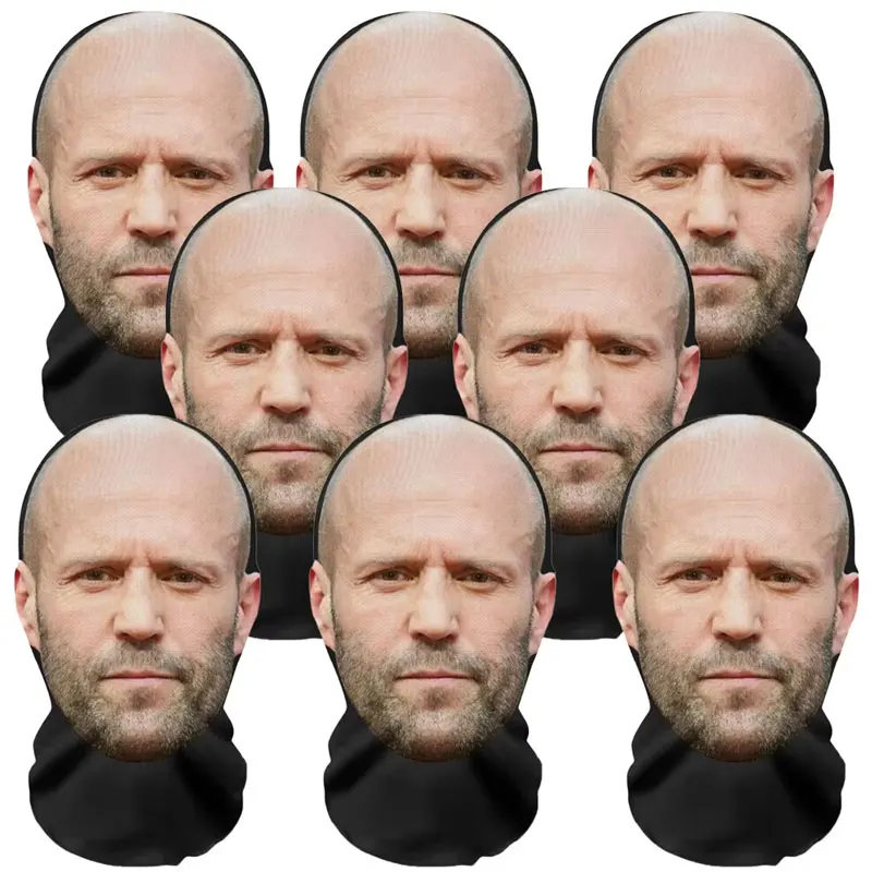2025 New 3D Printed Mask Elastic Mesh Hip Hop Funny Cosplay Jason Statham Full Face Masks Breathable Balaclava Headcovers