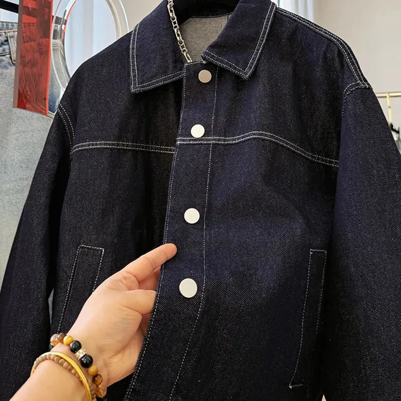 

Spring Autumn New Splicing Denim Jacket Women's Retro Single-Breasted Loose All-Match Short Cowboy Coat Female Casual Ladies Top