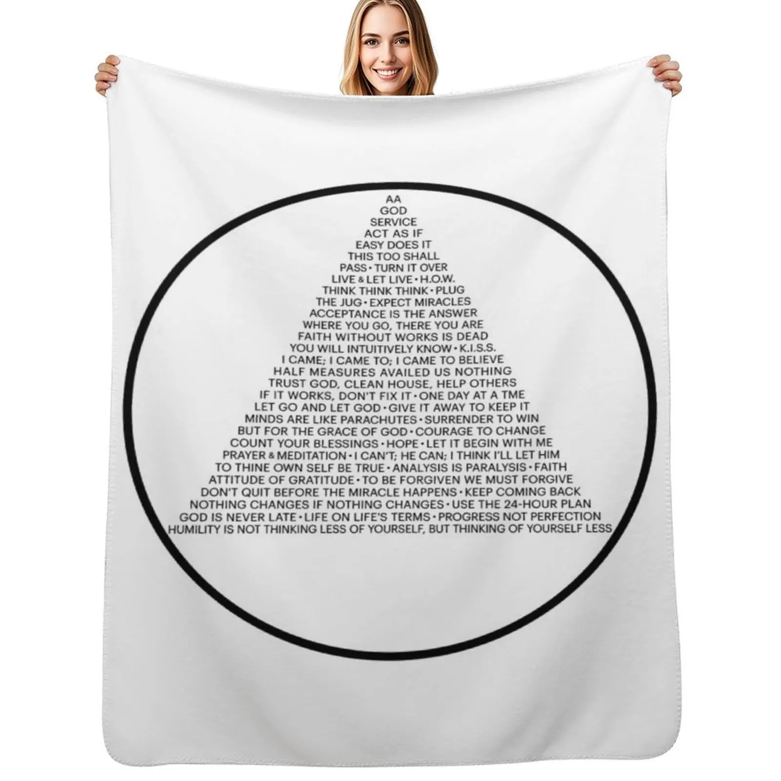 

Alcoholics Anonymous Symbol in Slogans (A.A.) Throw Blanket Fuzzy Plush Throw Blanket for Sofa Chair